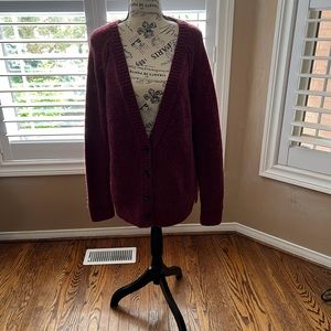 Aritzia Talula V-neck Wool Cardigan, Burgundy, Medium